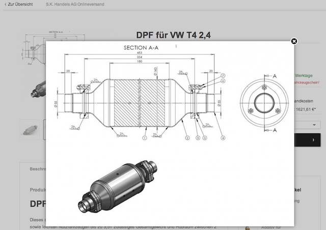 Dieselpartikelfilter für VW Bus T4 2.4 D Quelle SK Handels AG 05 2013