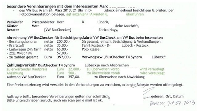 T4 Syncro Bus Checker Auftrag unterschrieben Teil II