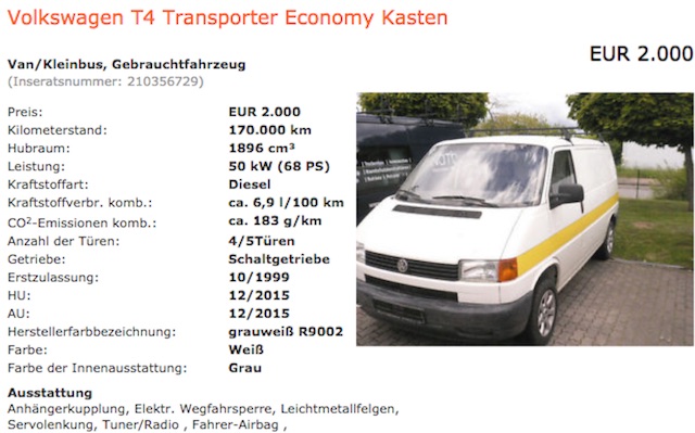 VW Bus T4 1.9 TD BusChecker Referenz Dan Inserat 05 2015