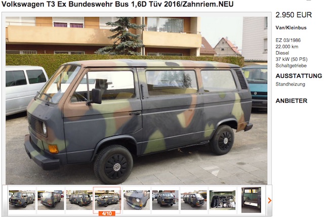 VW Bus VEBEG Auktion Bundeswehr Angebot privat