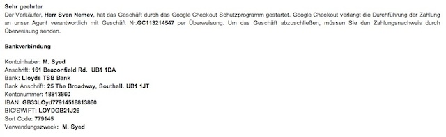 google check account schutzprogramm gestartet gut getarnter Versuch einer Abzocke mittels VW Bus Verkauf