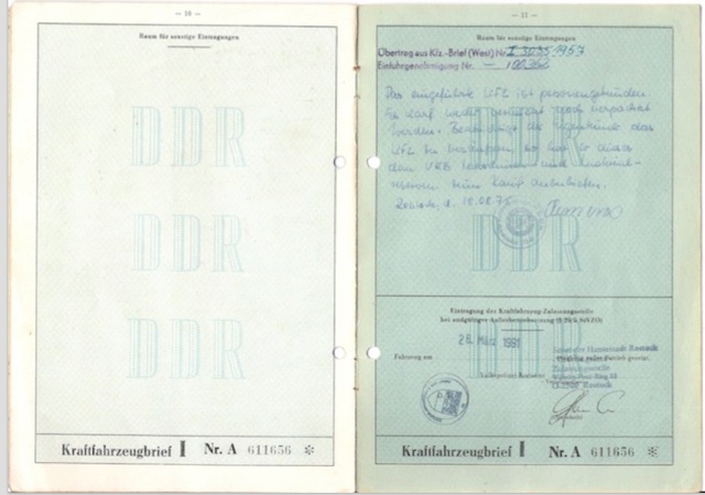 VW Bus T1 Scheunfund original Fahrzeugbrief aus der ehemaligen DDR