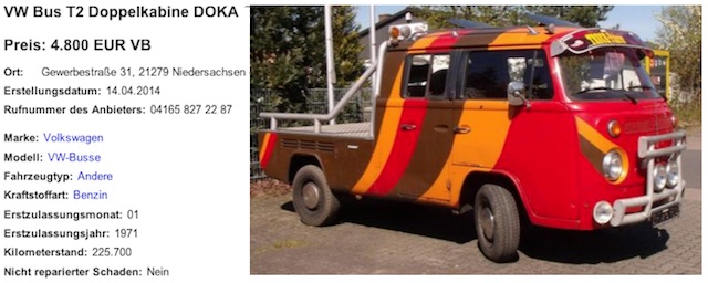 VW Bus T2 DoKa Show Car gefunden bei Birk Mamerow