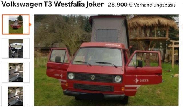 Inserat VW Bus T3 Westfalia Klappdach Joker prüfen