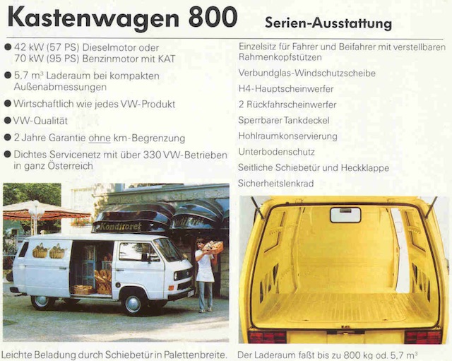 Sonderdruck VW T3 K800 Prospekt Österreich Fotocredit vwpix.org © VW AG