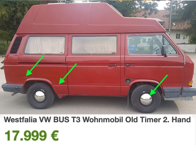 VW Bus T3 Westfalia Teilrestauriert Seitenteil 